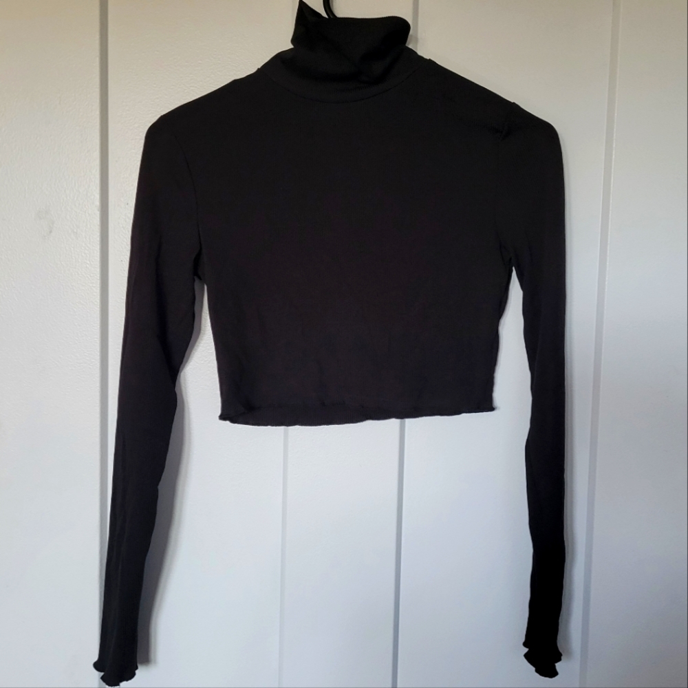 Black long sleeve, turtleneck crop top
